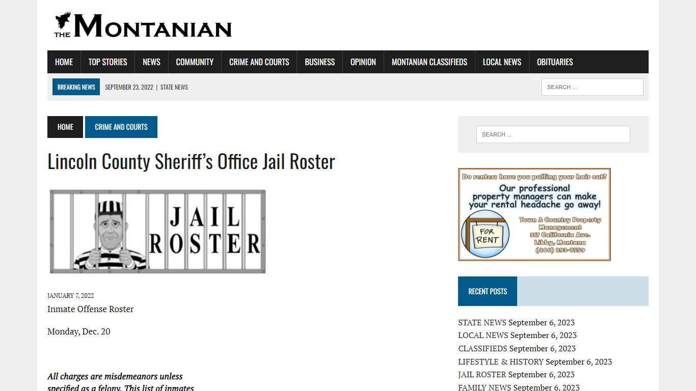 Lincoln County Sheriff's Office Jail Roster - The Montanian