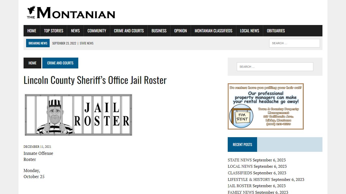 Lincoln County Sheriff's Office Jail Roster - The Montanian